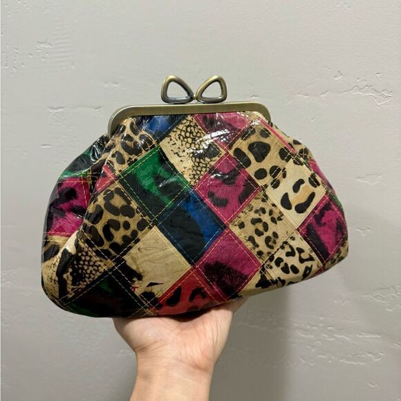 Colorful Handmade Cowhide Bowknot Kisslock Clutch/Crossbody with 2 Chain Styles - Picture 2 of 16